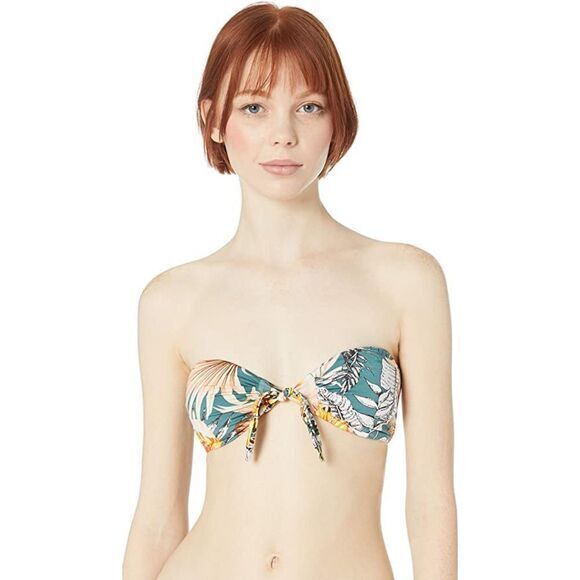 NEW Bikini Lab Tropical bandeau bikini‎ top, Teal, Medium - Picture 3 of 11